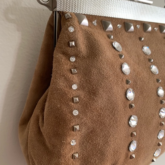 Prada Tan Suede Rhinestone Handbag - Picture 5 of 8